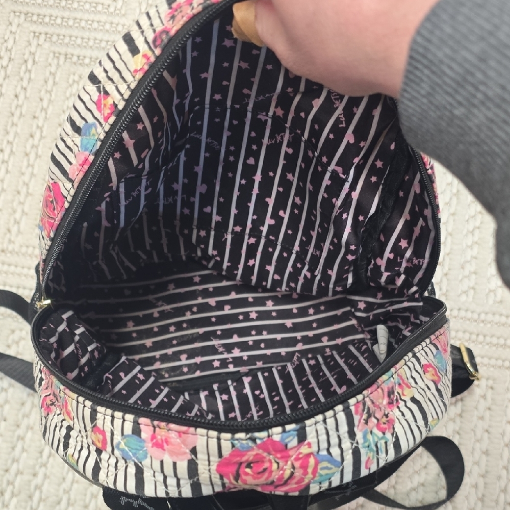 Betsey Johnson Floral Backpack with Black Stripes - Picture 9 of 13